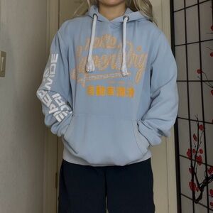 Light Blue Tokyo SuperDry Worldwide Drawstring Hoodie Jacket